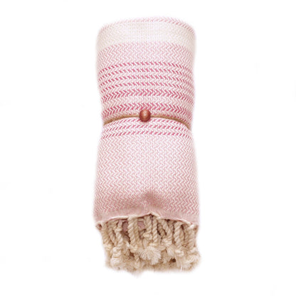 MADEATHAND Bad-Set im Jutesack - Hamam Handtuch pink gerollt