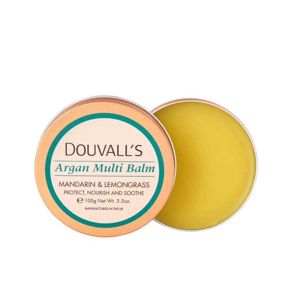 DOUVALLS Arganöl Gesichtscreme trockene Haut - Balsam Lemongras & Mandarine 100g - Dose offen