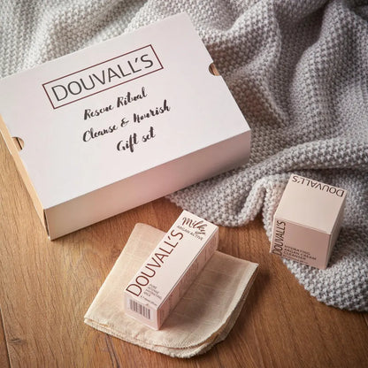 DOUVALL'S Geschenkset Frauen Arganöl für das Gesicht mit Reinigungscreme 100ml & Gesichtscreme 60ml - Box mit Kartonagen