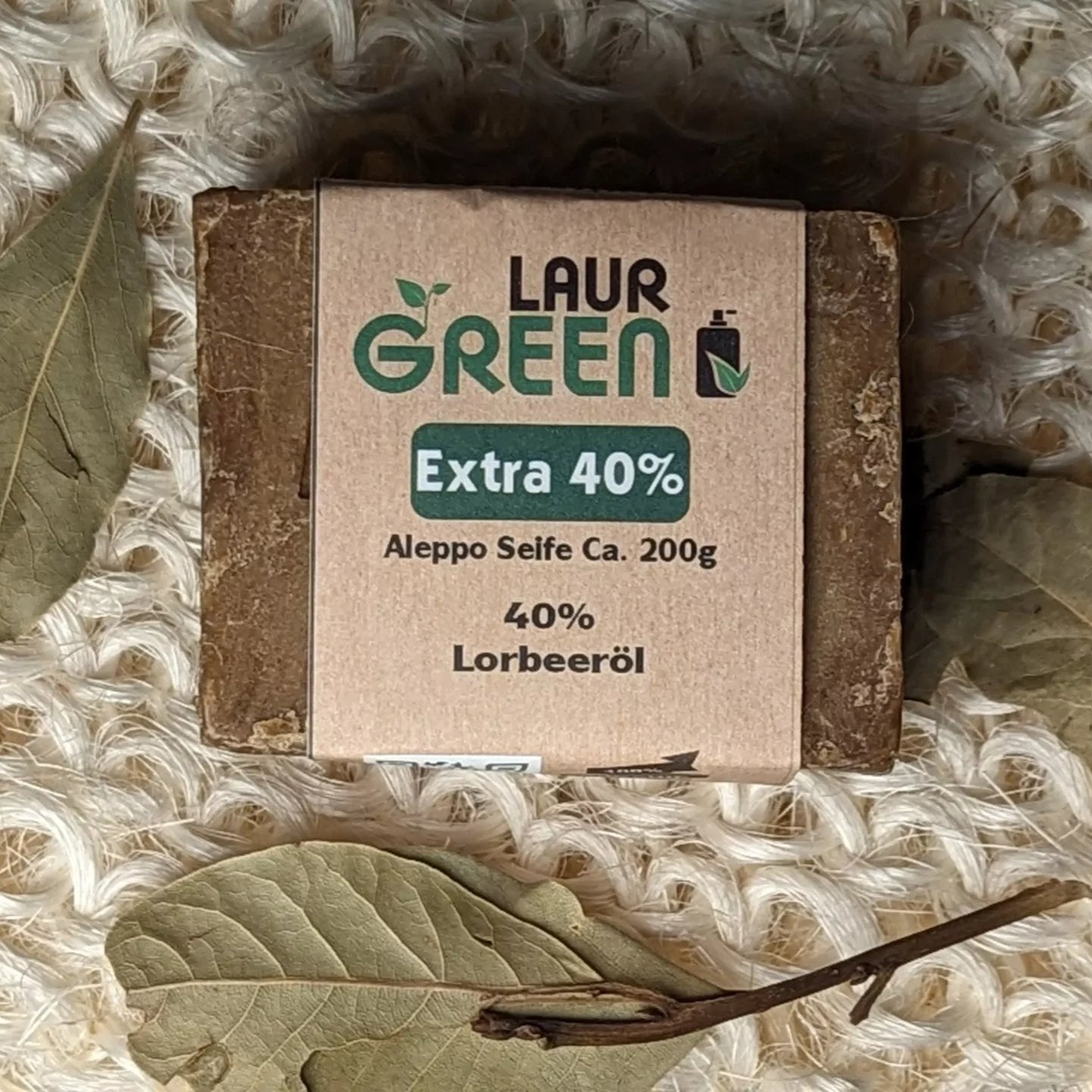 LAURGREEN Classic Original Aleppo Seife für die Haare 40% Lorbeeröl - 1 Stück mit Banderole