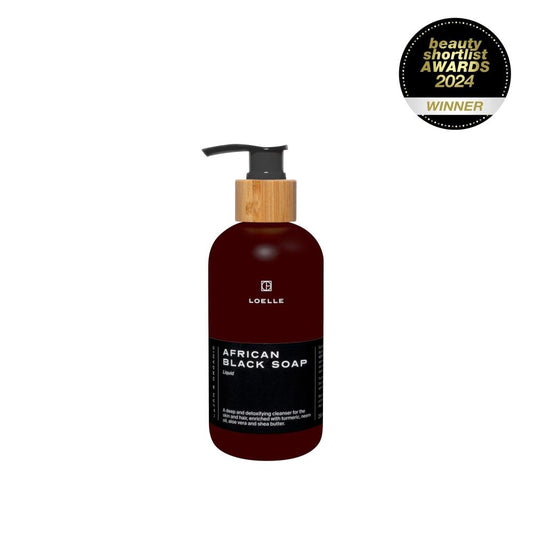 LOELLE Afrikanische Schwarze Seife 250ml - unreine Haut & Akne - Beauty Award