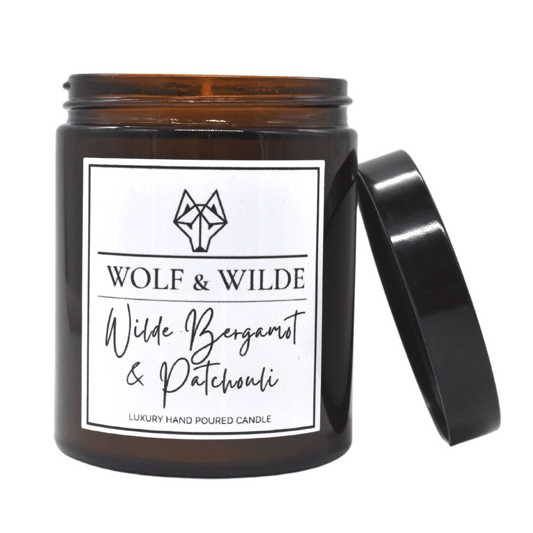 WOLF & WILDE Wilde Bergamot & Patchouli Aromatherapie Duftkerze im Glas - Kerze offen