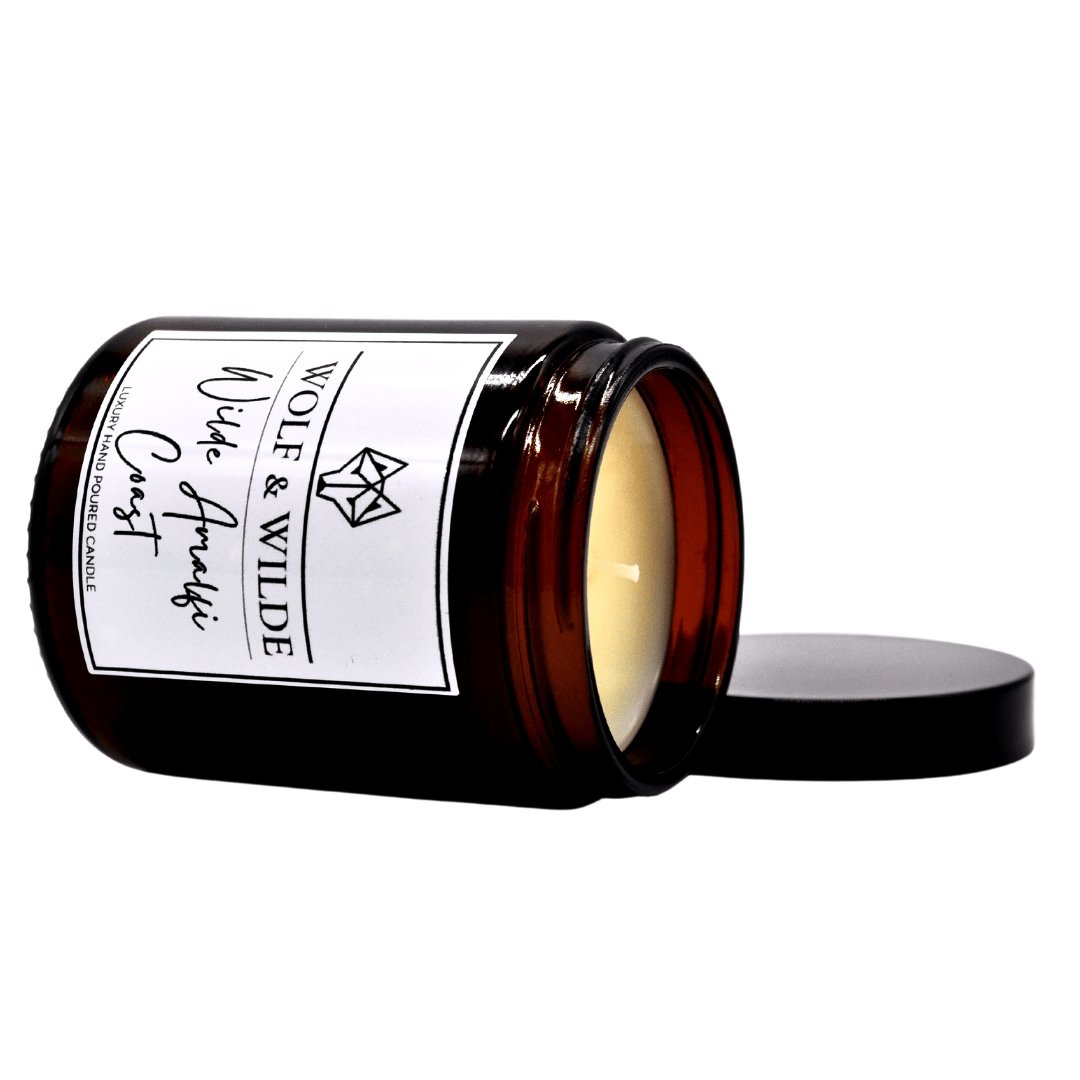 WOLF & WILDE Wilde Amalfi Coast Aromatherapie Duftkerze im Glas vegan - Kerze liegend