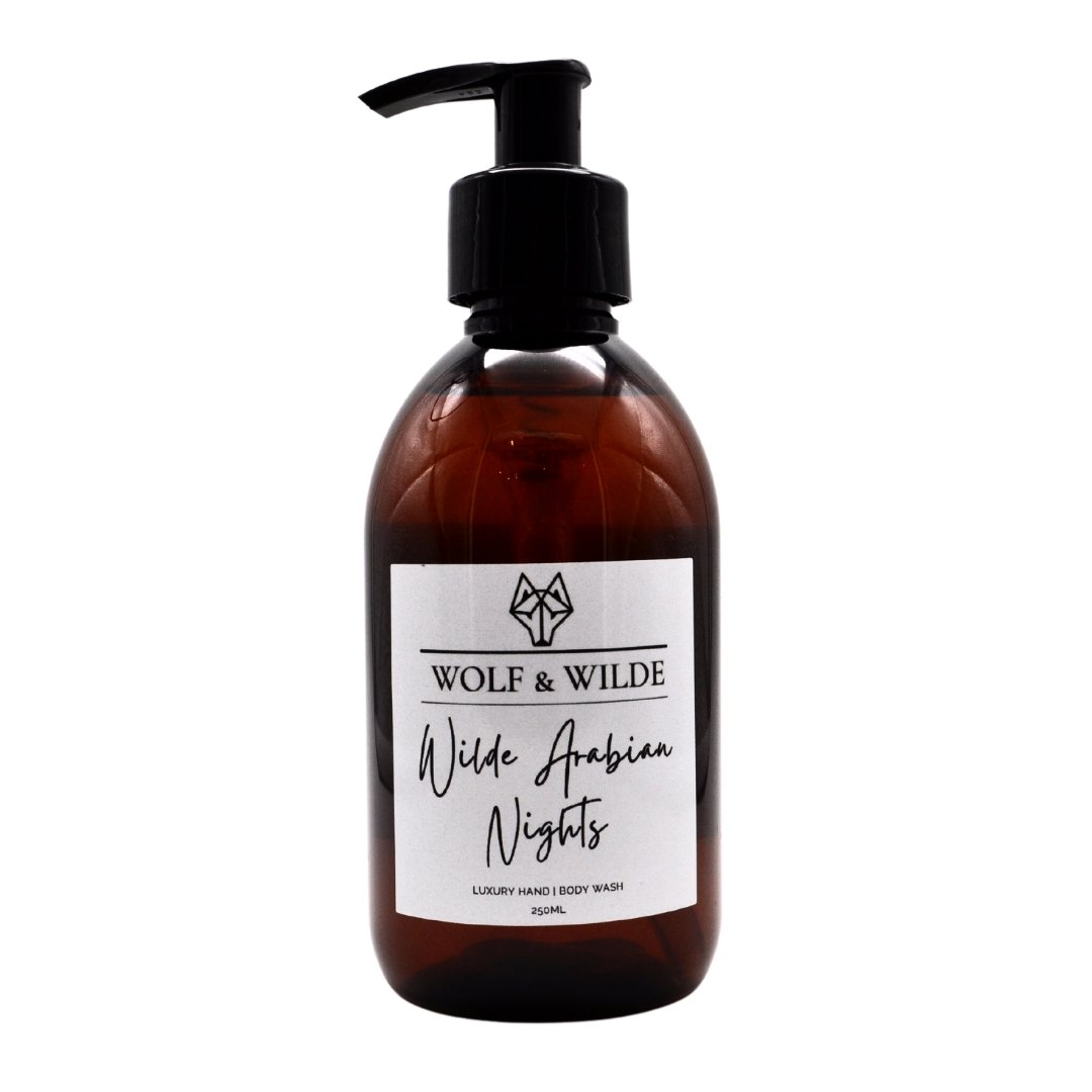 WOLF & WILDE Wilde Arabian Nights handgemachte Luxus 2-in-1  Flüssigseife im Spender 250ml