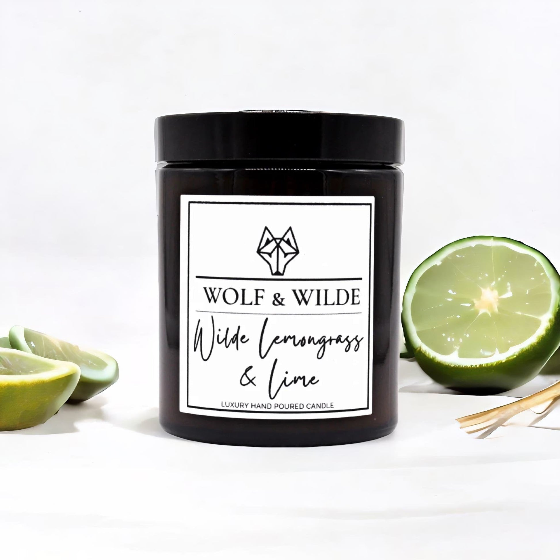 WOLF & WILDE Wilde Lemongrass & Lime Aromatherapie Duftkerze im Glas - moodbild Kerze mit Deckel, Lemongras, Limetten 2