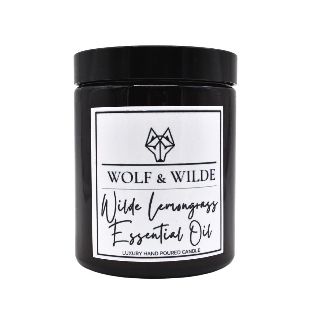 WOLF & WILDE Wilde Lemongrass Essential Oil Luxus Aromatherapie Duftkerze im glas mit Zitronengrasöl - Kerze mit Deckel