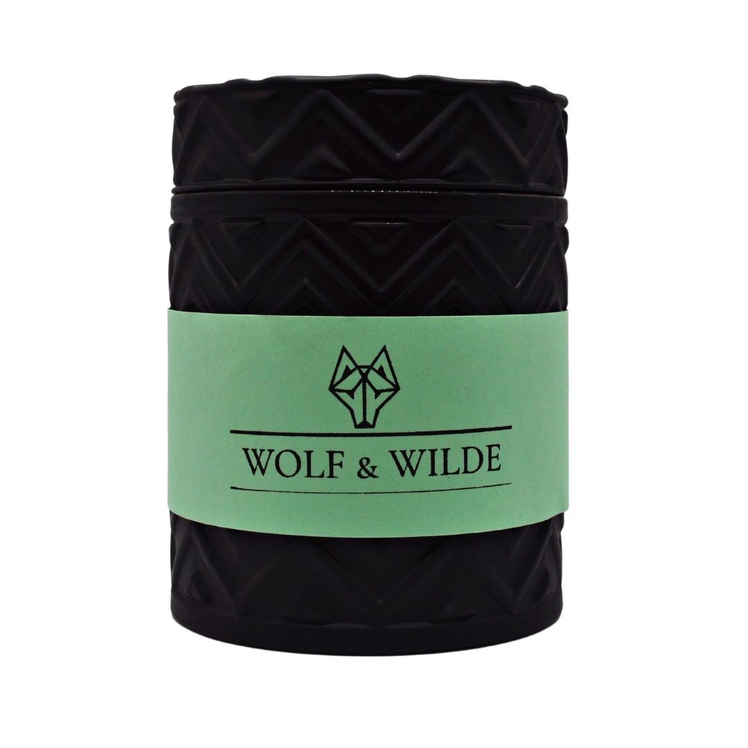 WOLF & WILDE "Wilde Lemongrass Essential Oil" Luxus Aromatherapie Duftkerze im glas mit Zitronengras Duft Extra Large - Glasbehälter mit Deckel