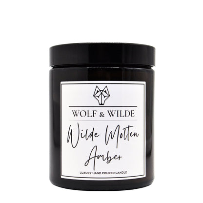 WOLF & WILDE Wilde Molton Amber Handgemachte Duftkerze im Glas 180ml - Kerze mit Deckel